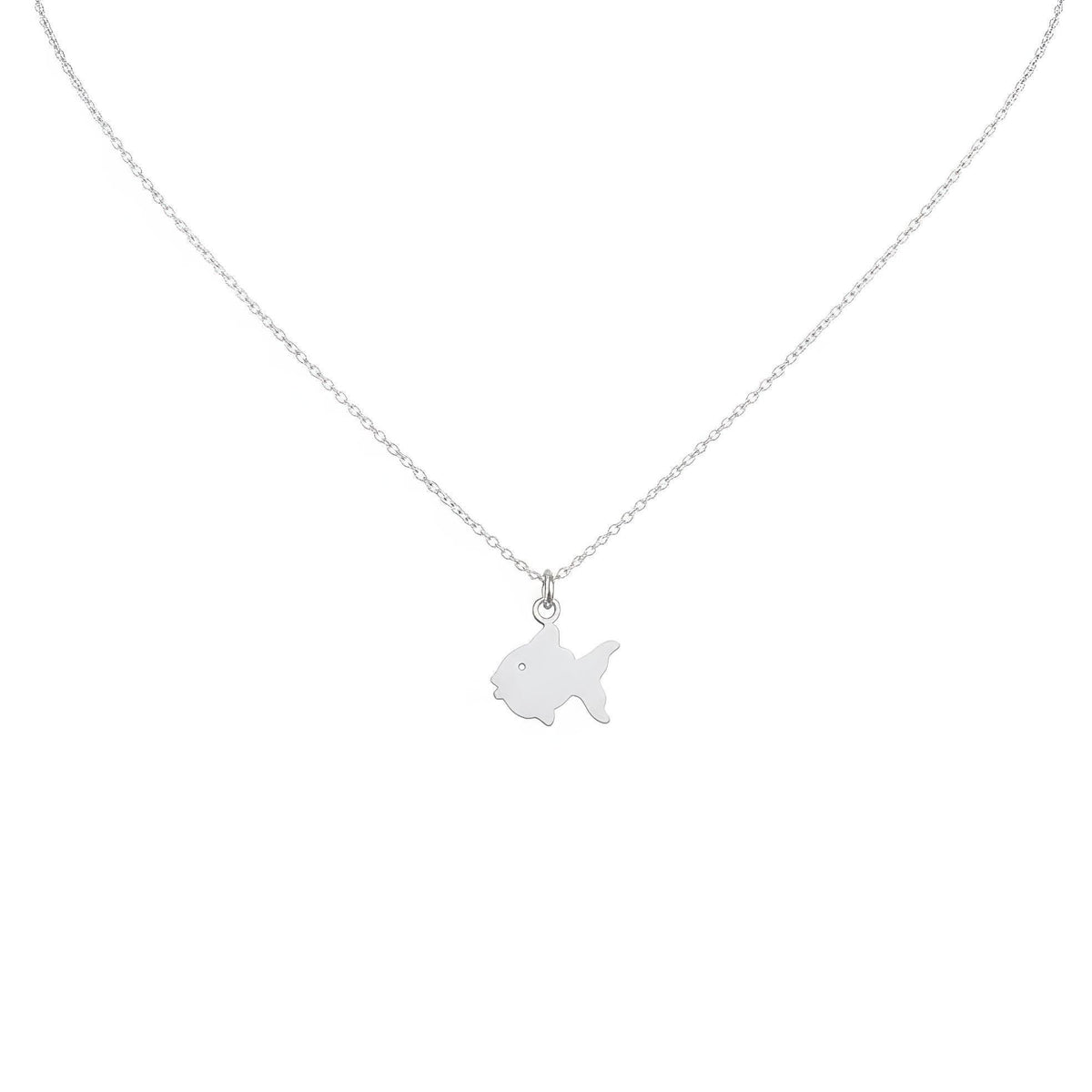Goldfish Charm Necklace | Symbol of Abundance & Fortune, in White Gold Plated finish