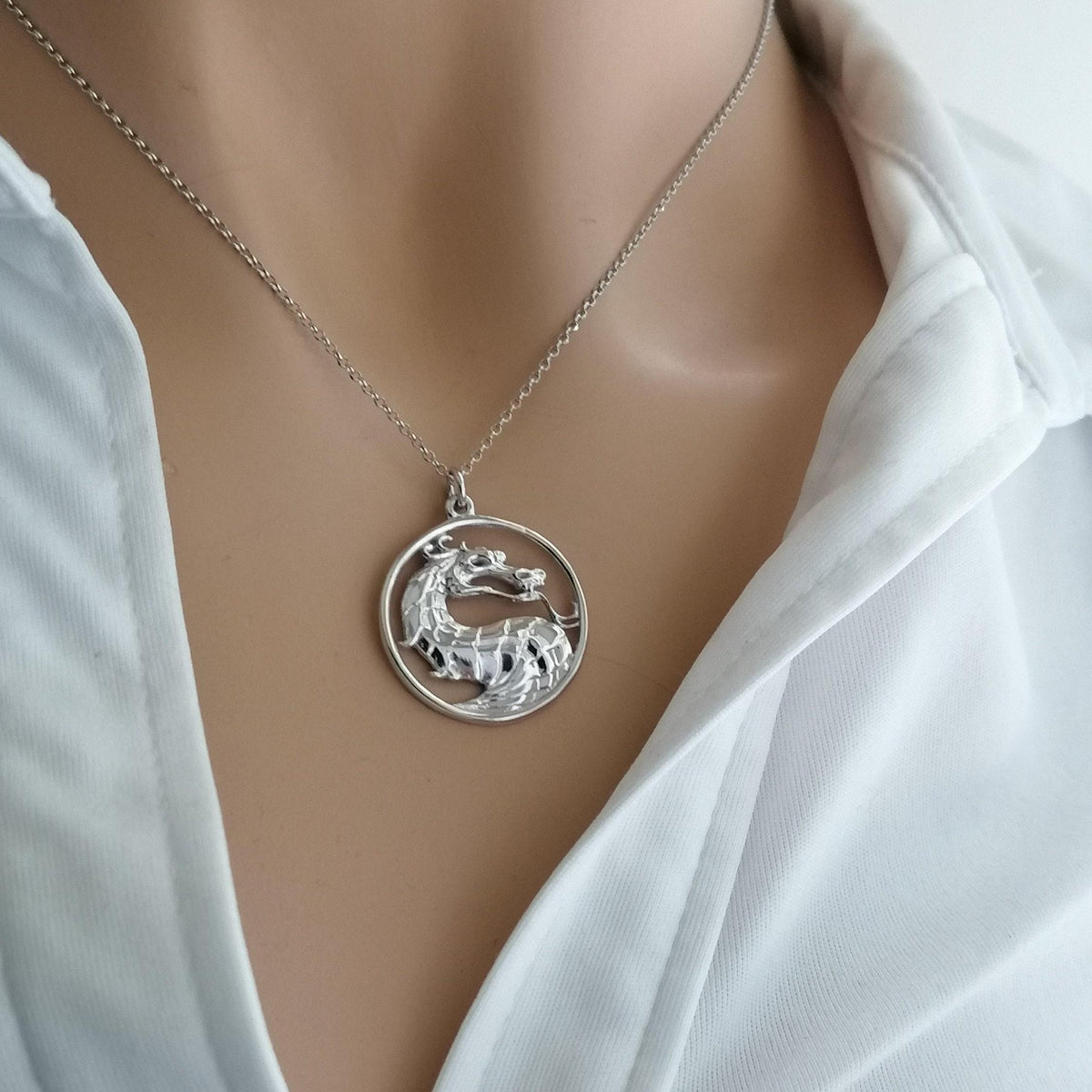 Dragon Necklace | Mythical Protection Talisman, alternate angle
