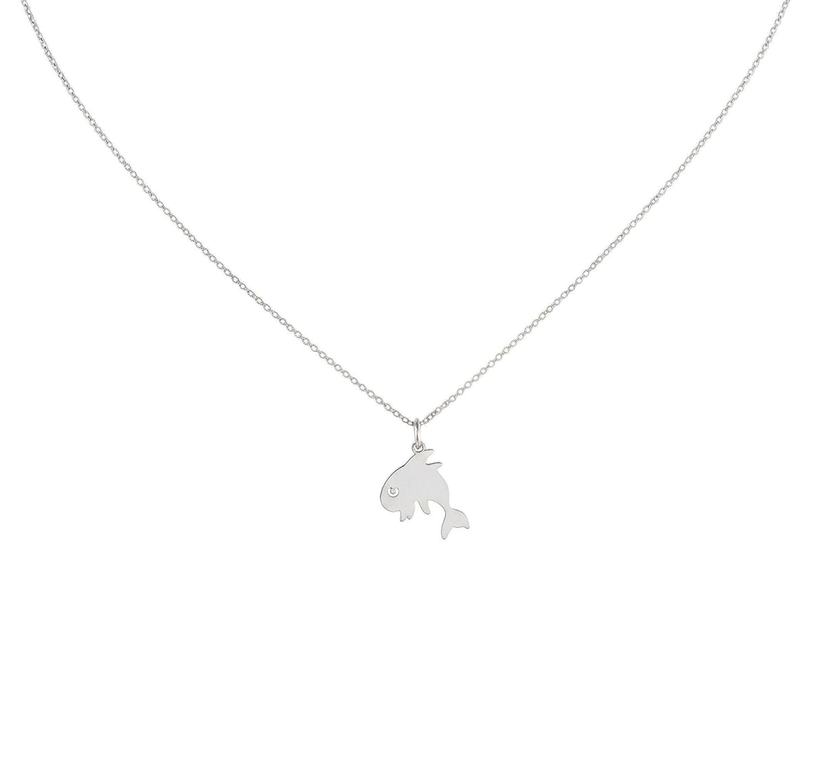Dainty Dolphin Necklace | Sterling Silver Ocean Spirit Animal Charm | Playful Good Luck Pendant, in White Gold Plated finish
