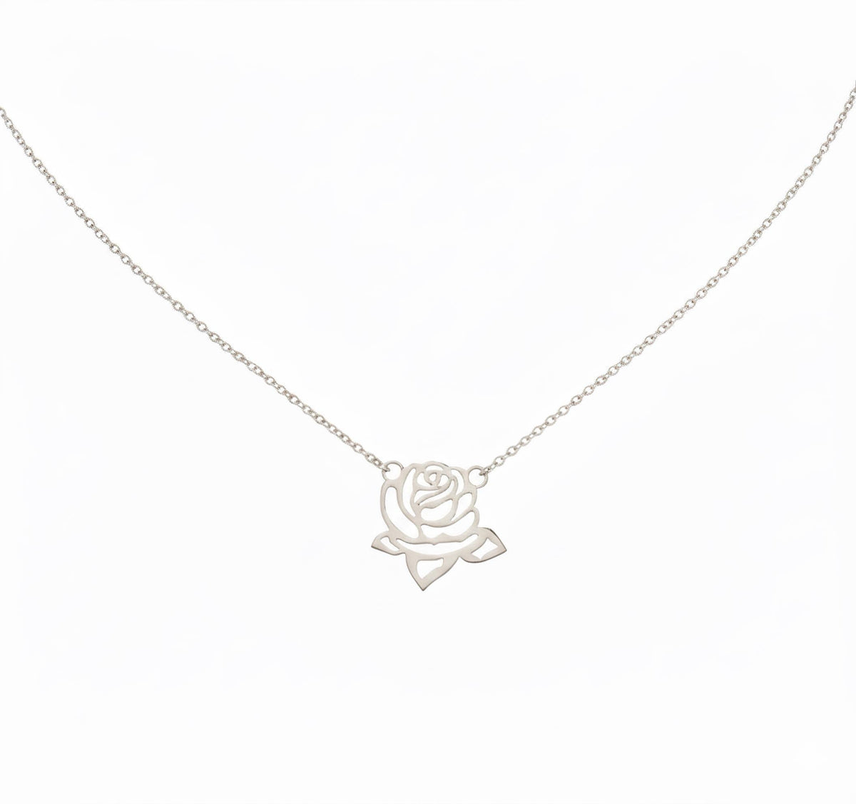 Solid 14K Gold Rose Necklace | Heirloom Floral Talisman, close-up detail
