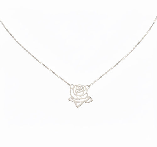 Solid 14K Gold Rose Necklace | Heirloom Floral Talisman, close-up detail