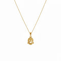 Comedy Mask Necklace | Theater Thalia Muse Talisman, in Yellow Gold Plated finish