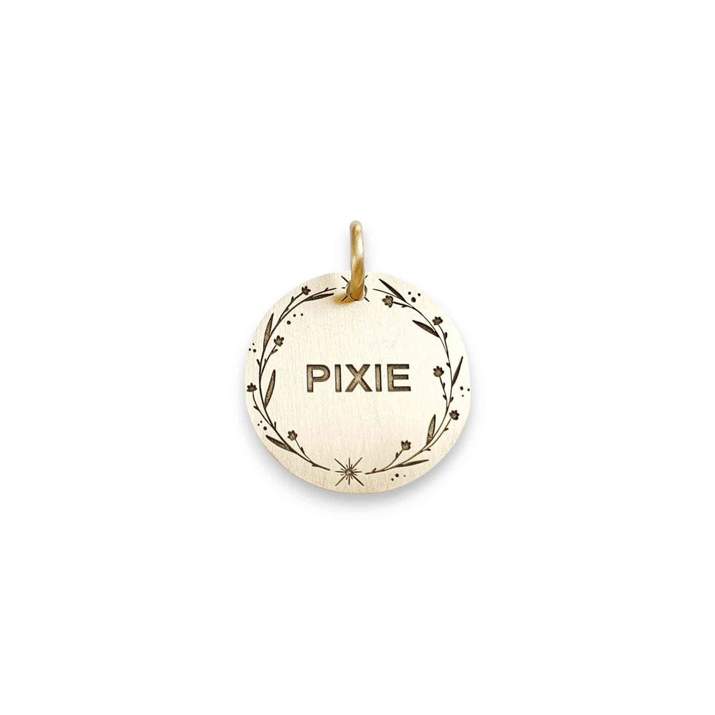 The Boho Wildflower Token | Artisan Floral Pet ID & Custom Engraved Dog Tag, additional detail
