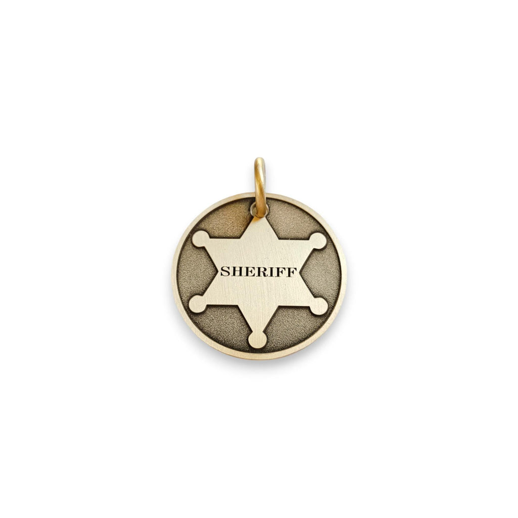 The Sheriff Token | Artisan Star Badge Pet ID & Custom Engraved Dog Tag, front view