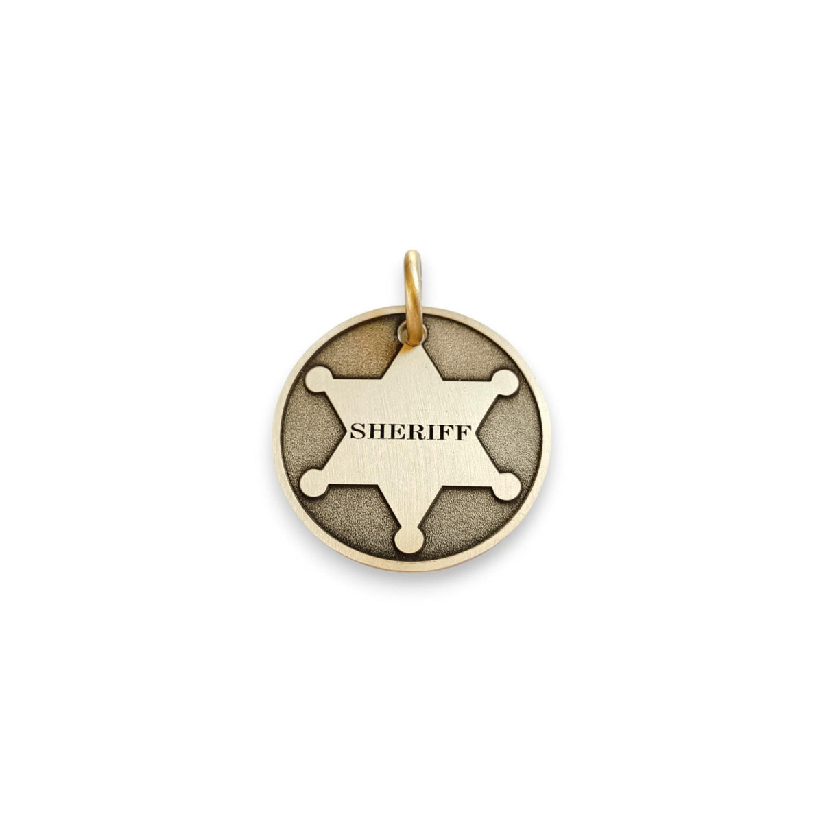 The Sheriff Token | Artisan Star Badge Pet ID & Custom Engraved Dog Tag, front view