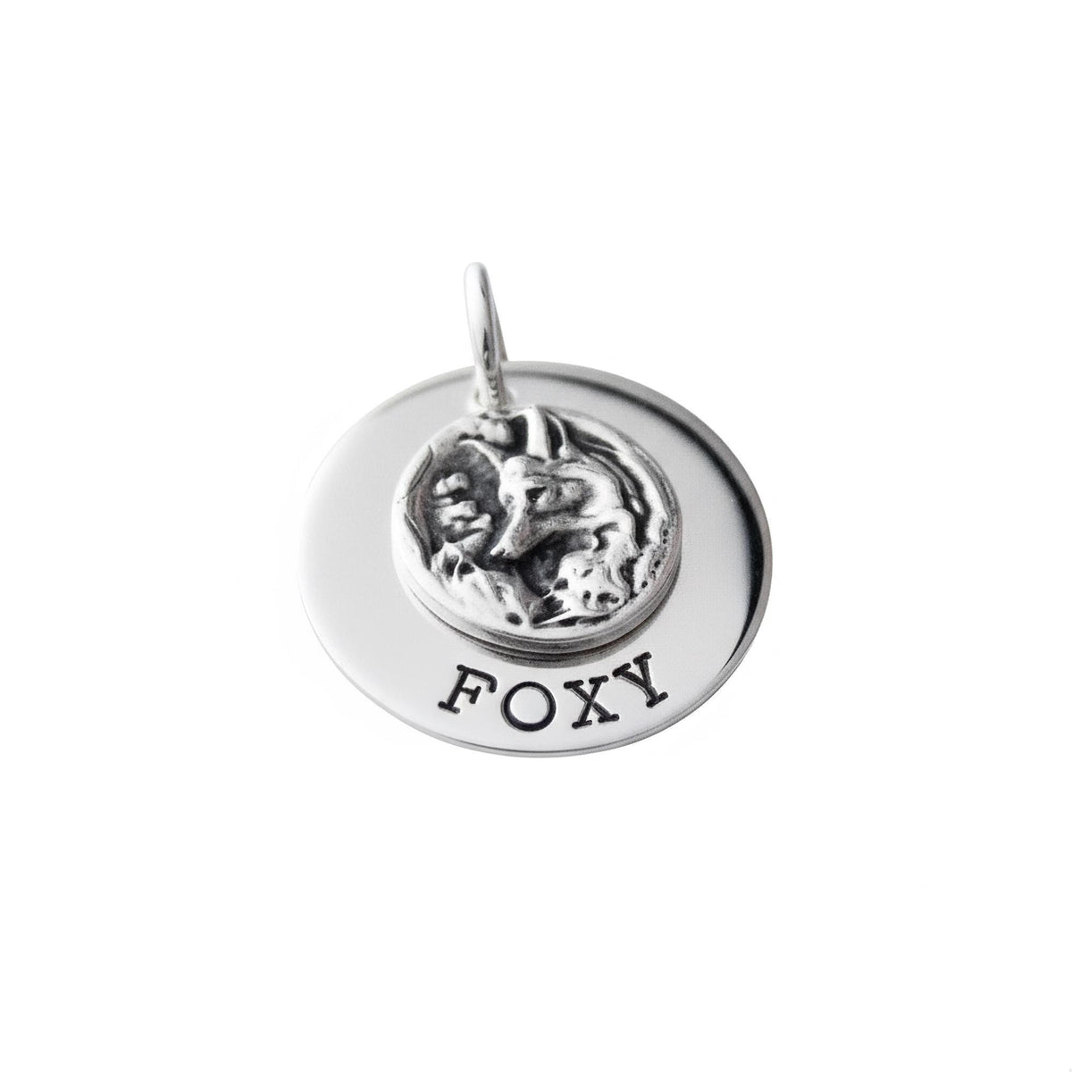 Woodland Fox Dog Tag ID Medallion | Smart Companion Pet Charm, styled view