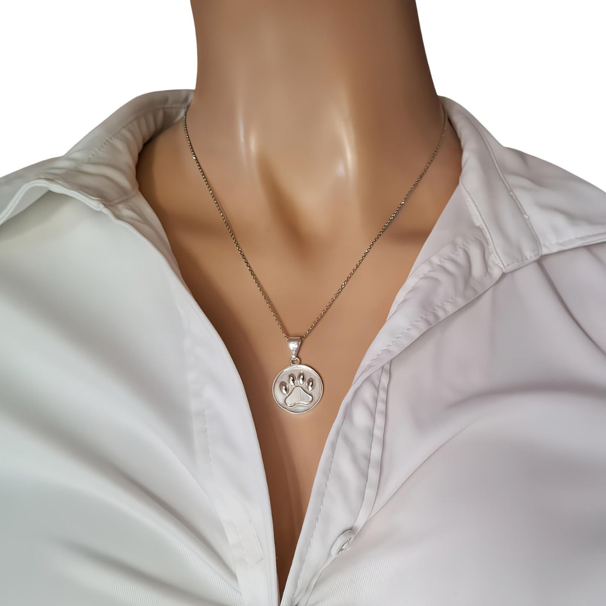 Paw Print Pendant | Pet Memorial Charm, alternate angle
