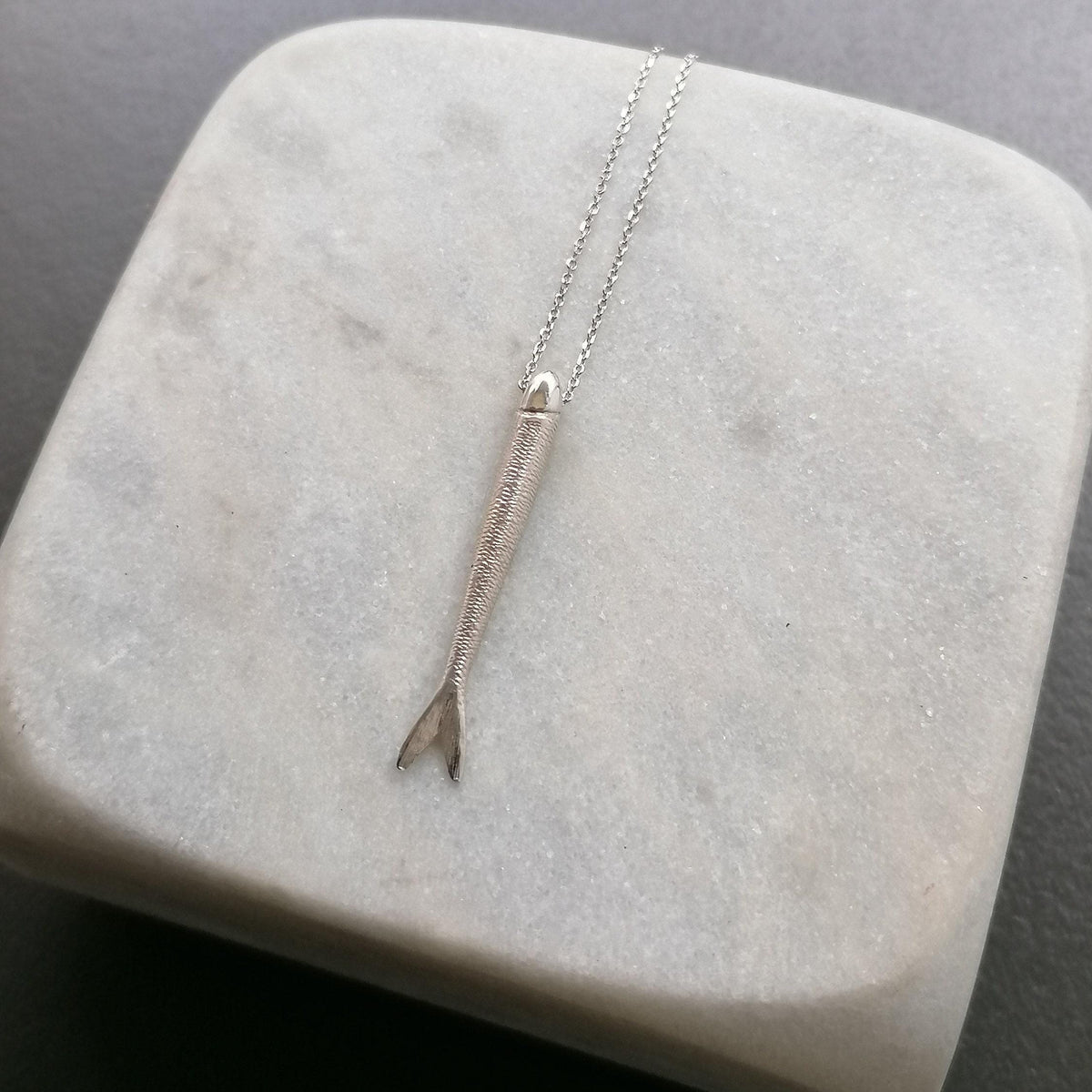 Sardine Necklace | Lucky Fish Talisman, styled view