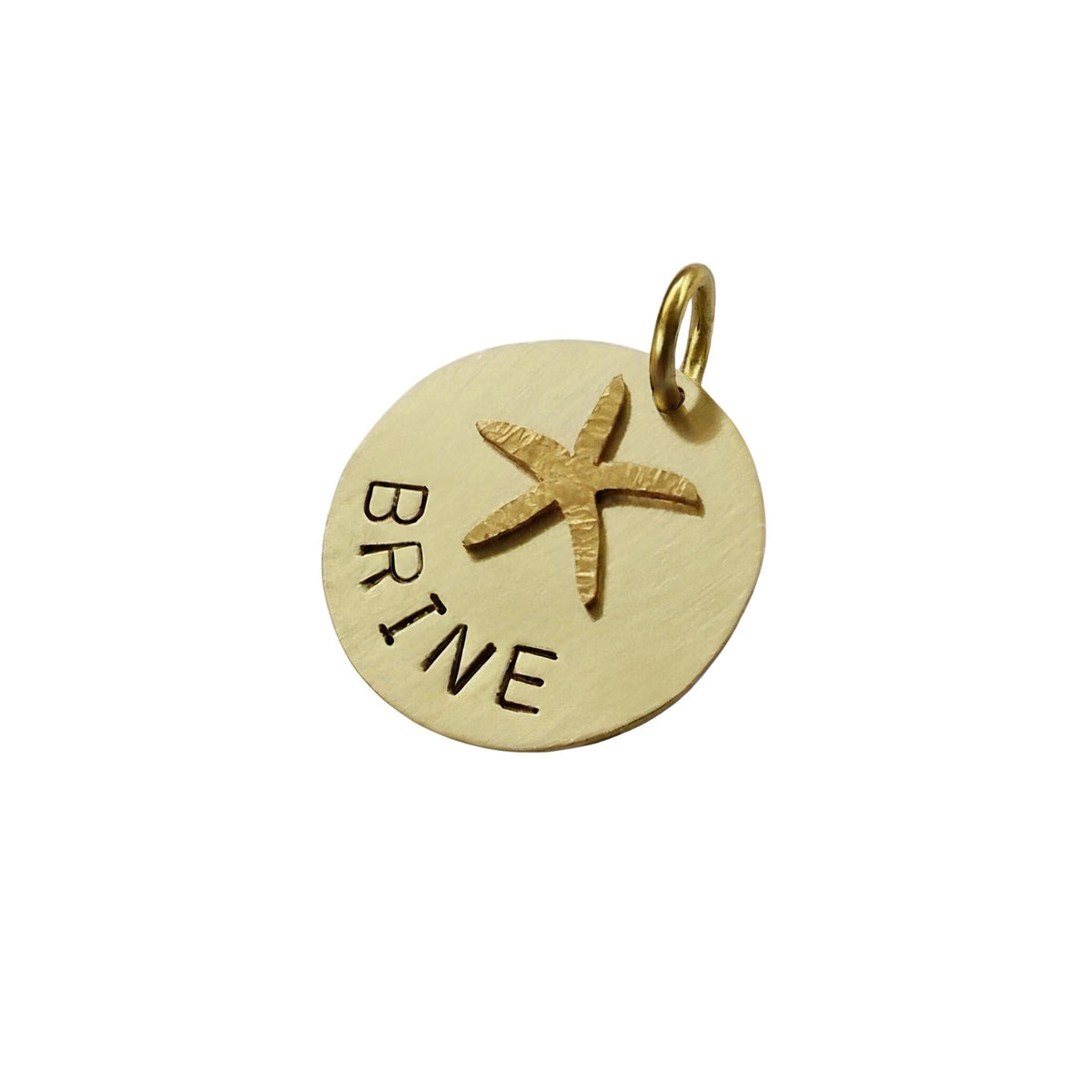 The Celestial Mariner Token | Artisan Starfish Pet ID & Custom Dog Tag, in Brass with Brass Top finish