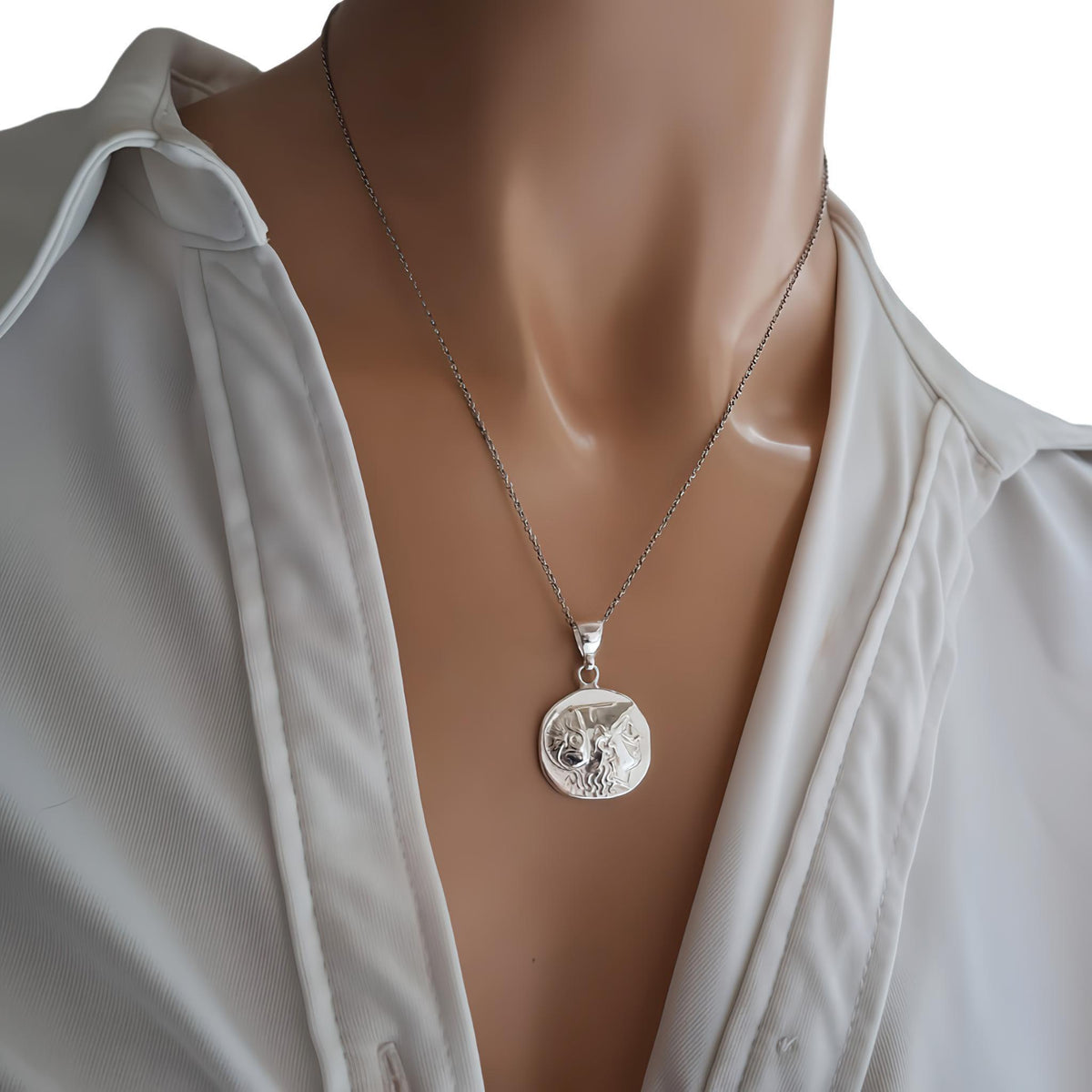 Alexander the Great Coin Necklace | Double-Sided Greek History Pendant, additional detail