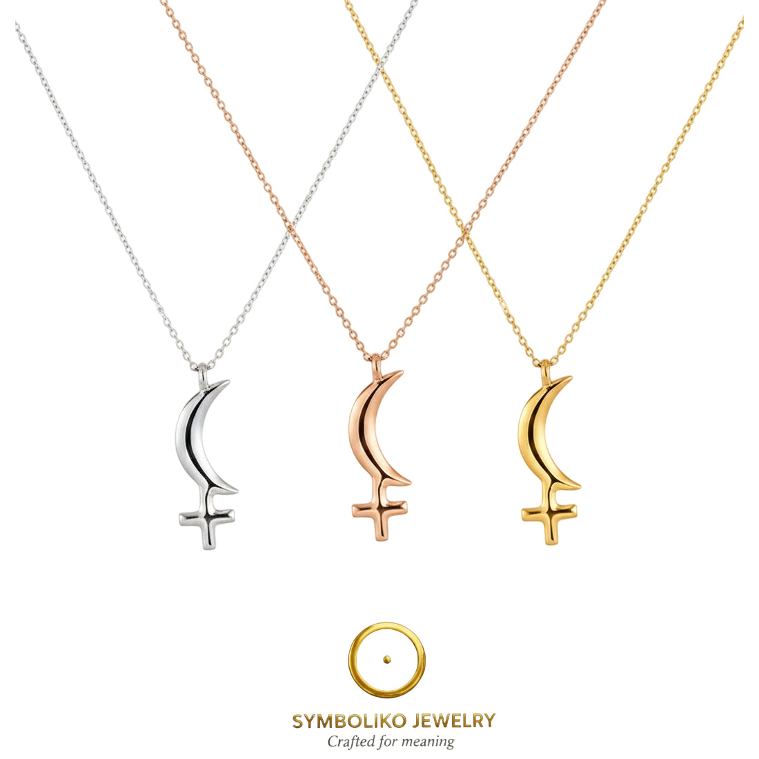 Symboliko Black Moon Lilith pendant necklace, symbolic jewelry displayed for the Sacred Anchors collection